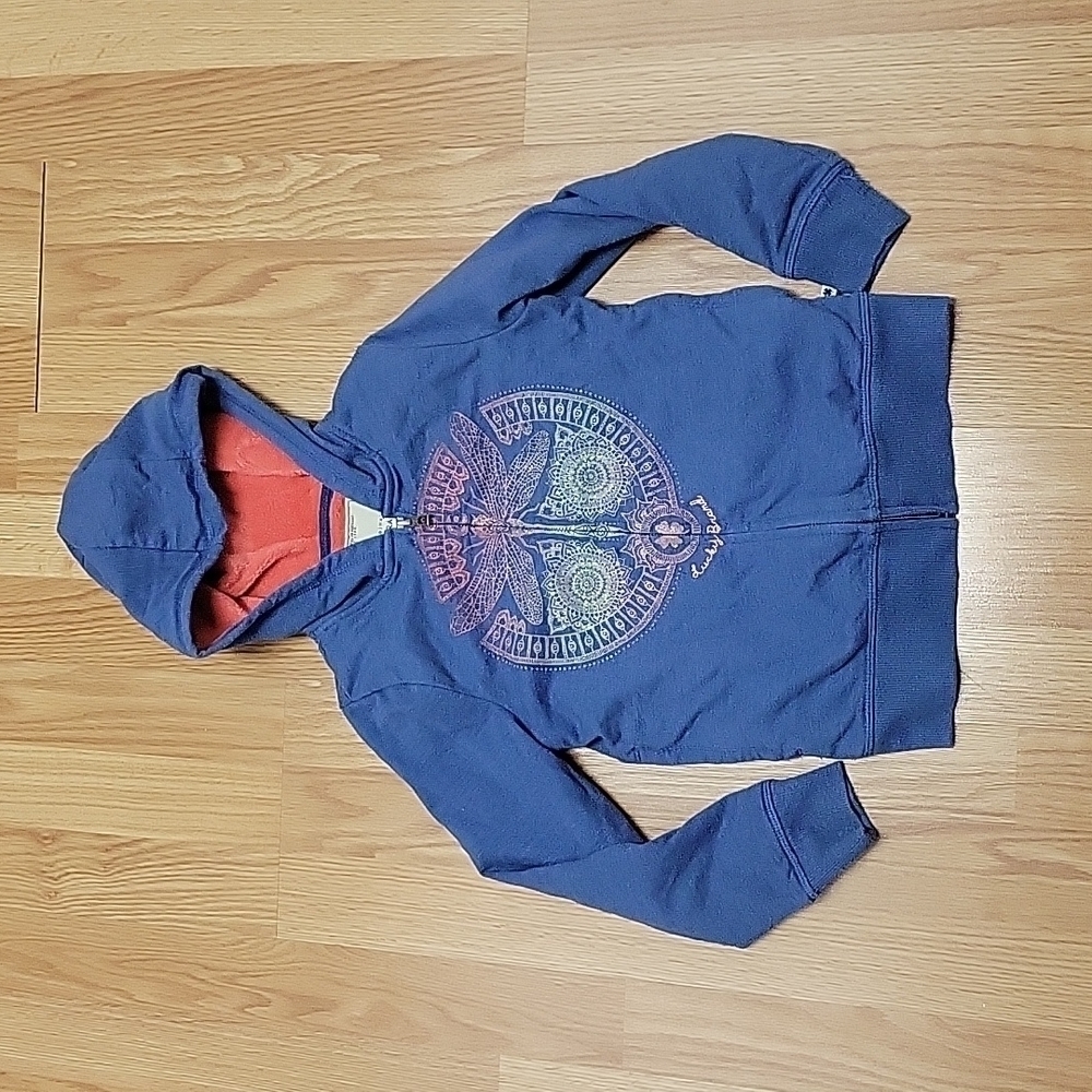Lucky Brand Girl's Plush-Lined Full Zip Hoodie Indigo Heather Size Small EUC